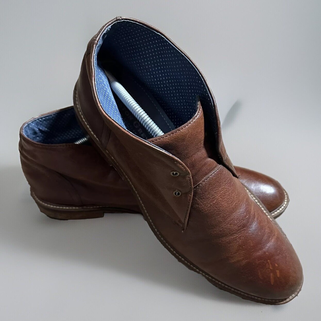 Aston Grey Boots Mens 11.5 Haroldus Chukka Boots Brown Leather Lace Up